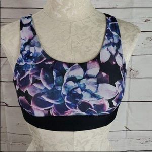 Spalding Blue Floral Print Sports‎ Bra